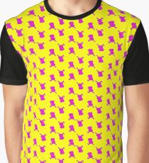Cartoon Rabbit Pink Yellow Pattern Graphic T-Shirt