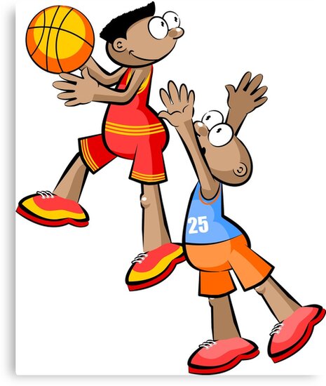"Two Basketball player - cartoon style" Canvas Print by MegaSitioDesign