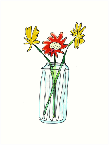 "3 Flowers in Vase" Art Print by jenfx | Redbubble