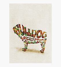 British Bulldog Typographic Watercolor Painting Photographic Print