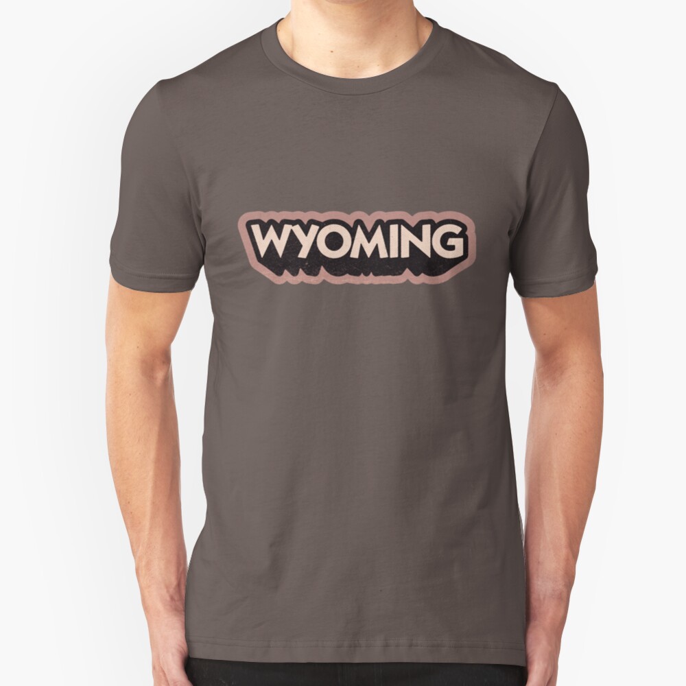 Wyoming State Sticker | Retro Pop Slim Fit T-Shirt