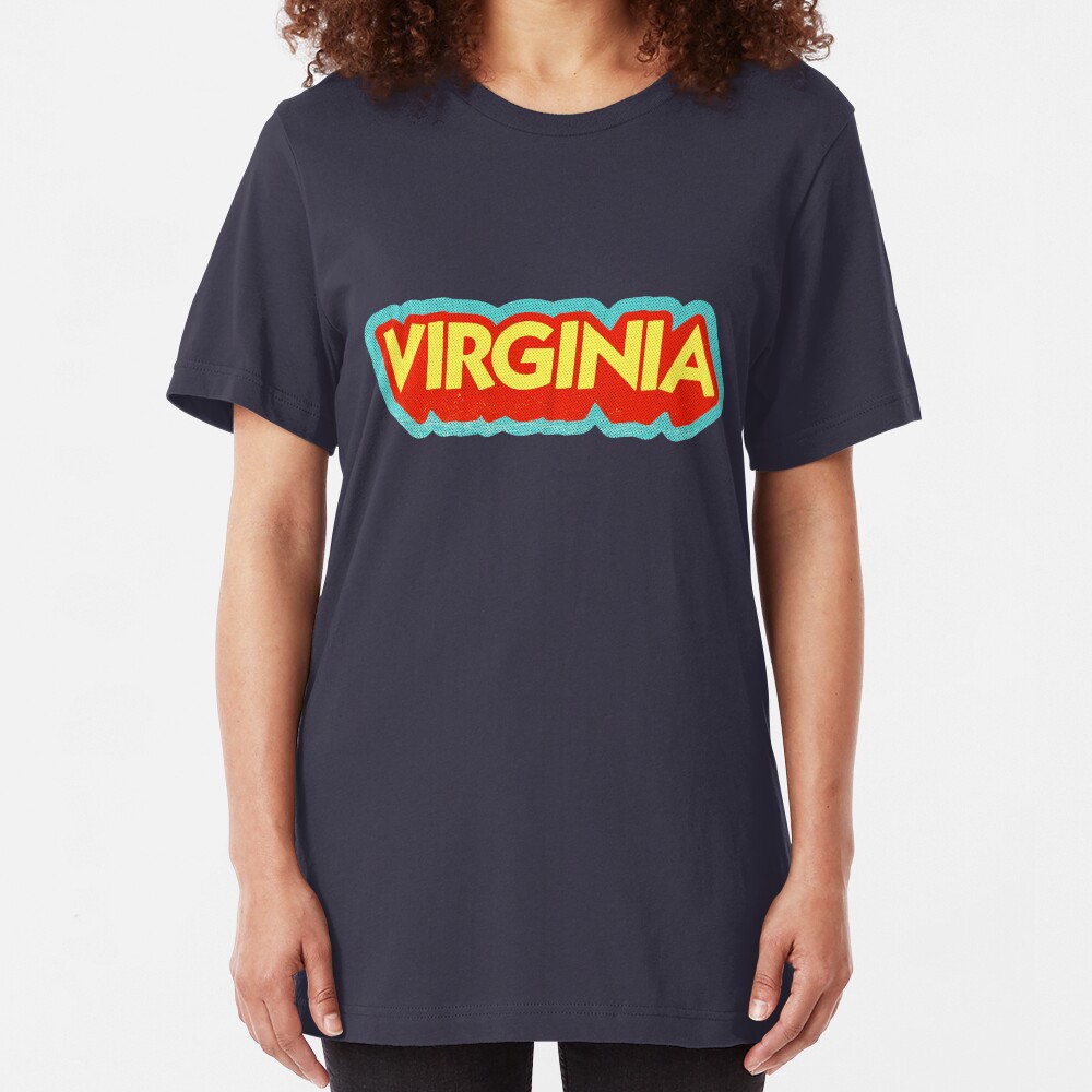 Virginia State Sticker | Retro Pop Slim Fit T-Shirt