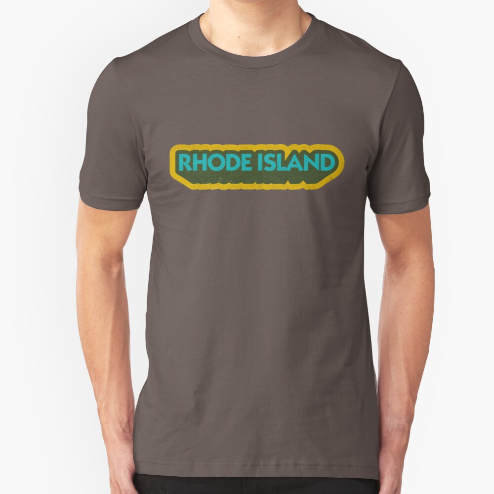 Rhode Island State Sticker | Retro Pop Slim Fit T-Shirt
