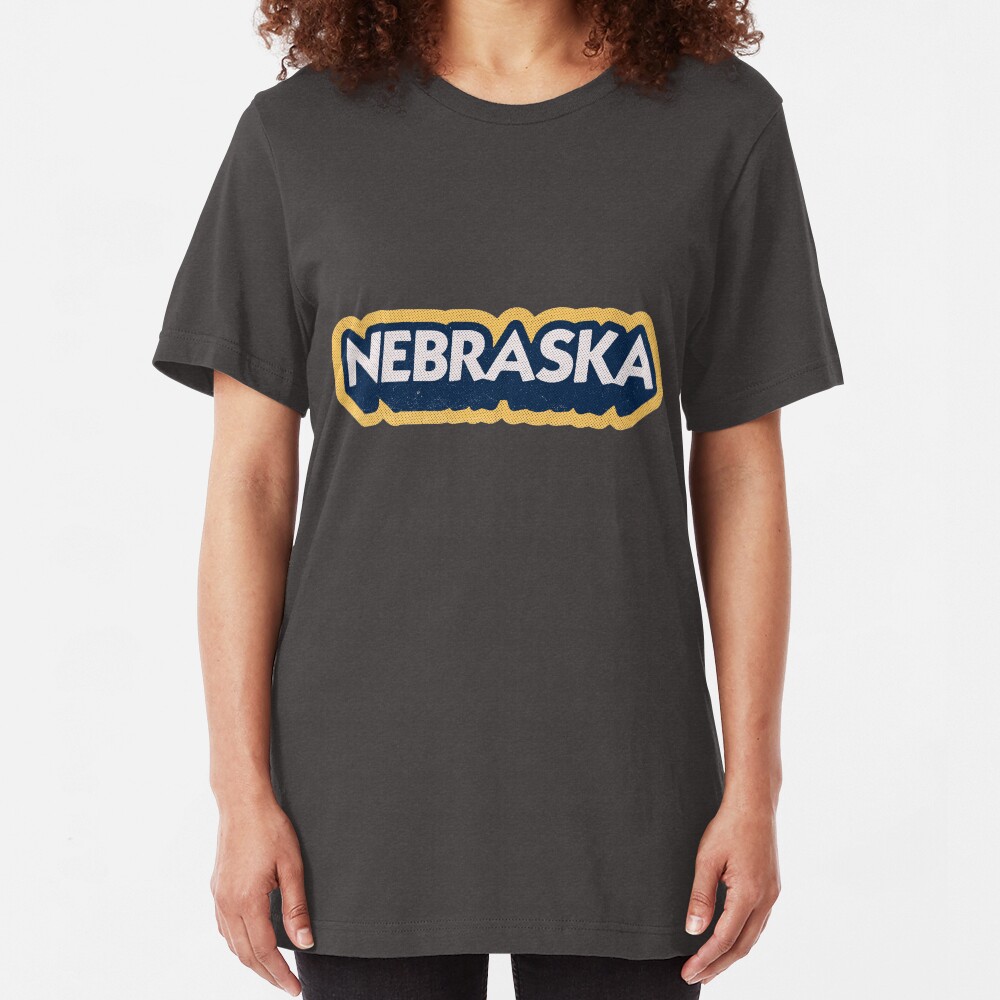 Nebraska State Sticker | Retro Pop Slim Fit T-Shirt