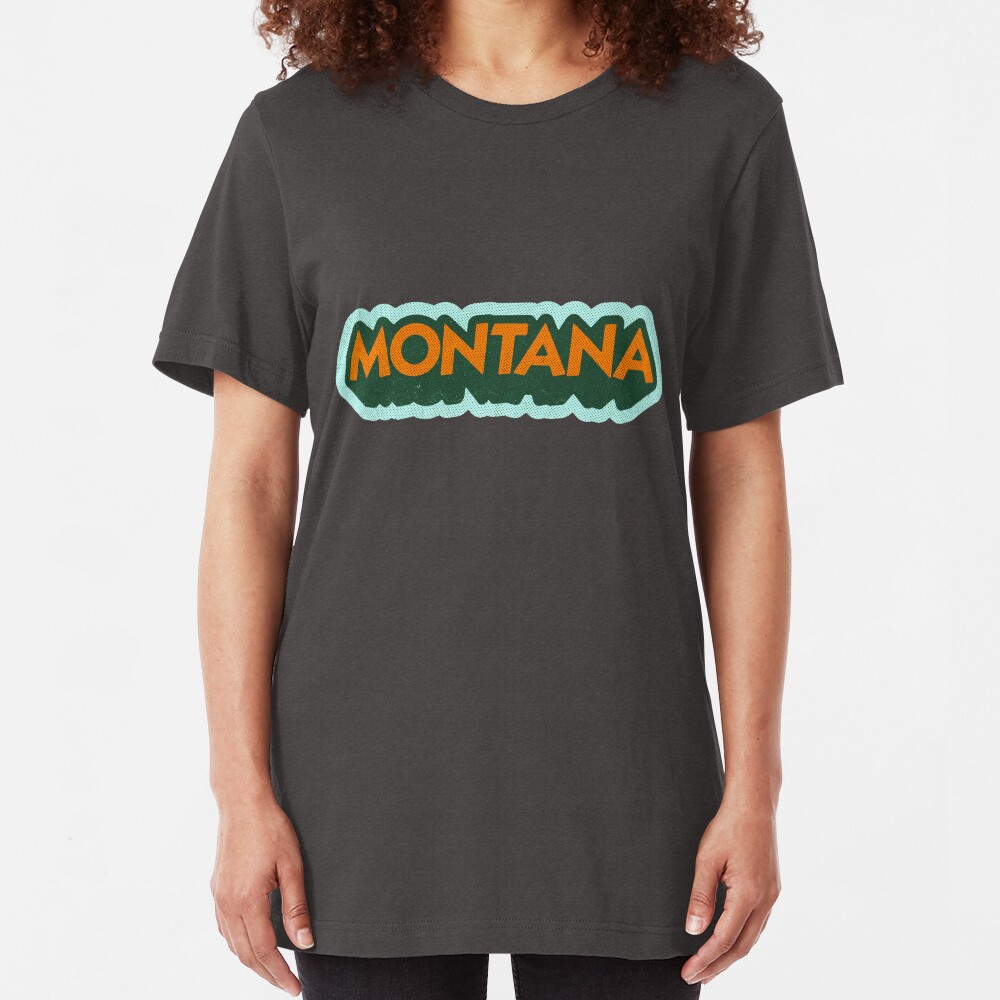 Montana State Sticker | Retro Pop Slim Fit T-Shirt