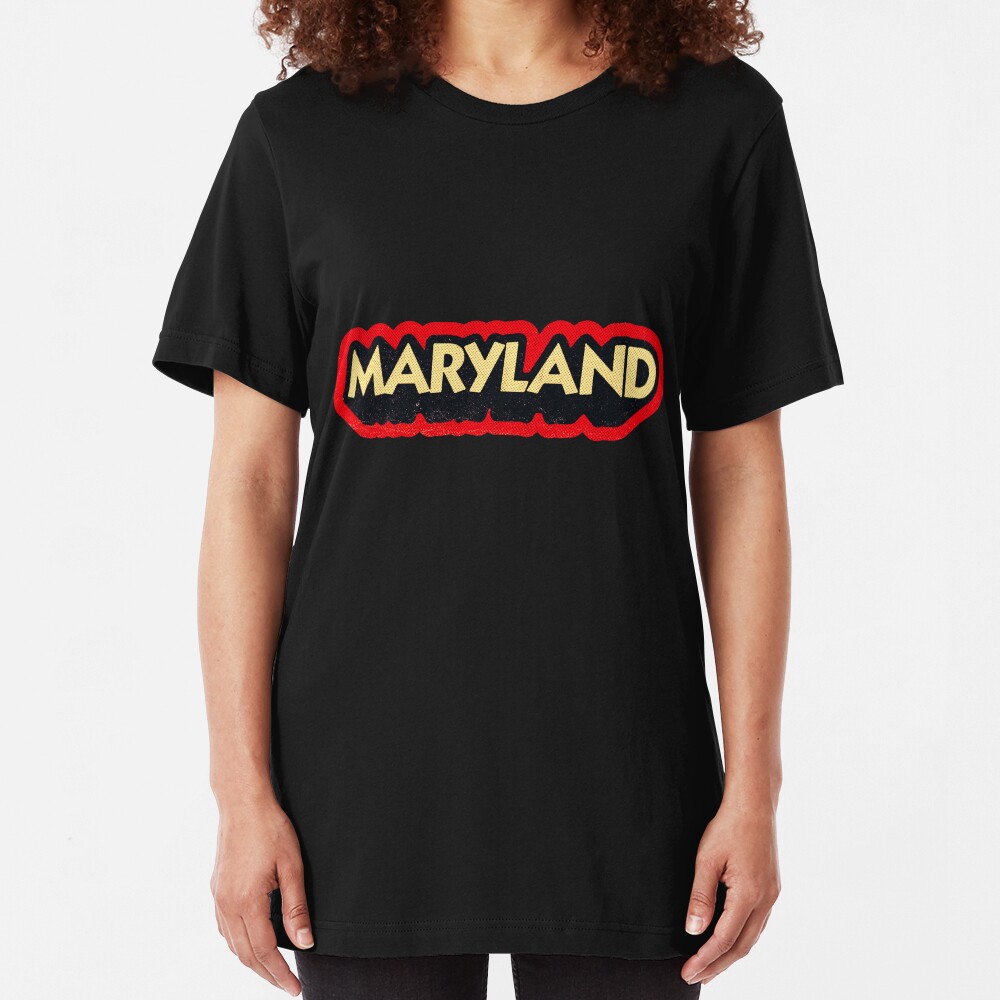 Maryland State Sticker | Retro Pop Slim Fit T-Shirt