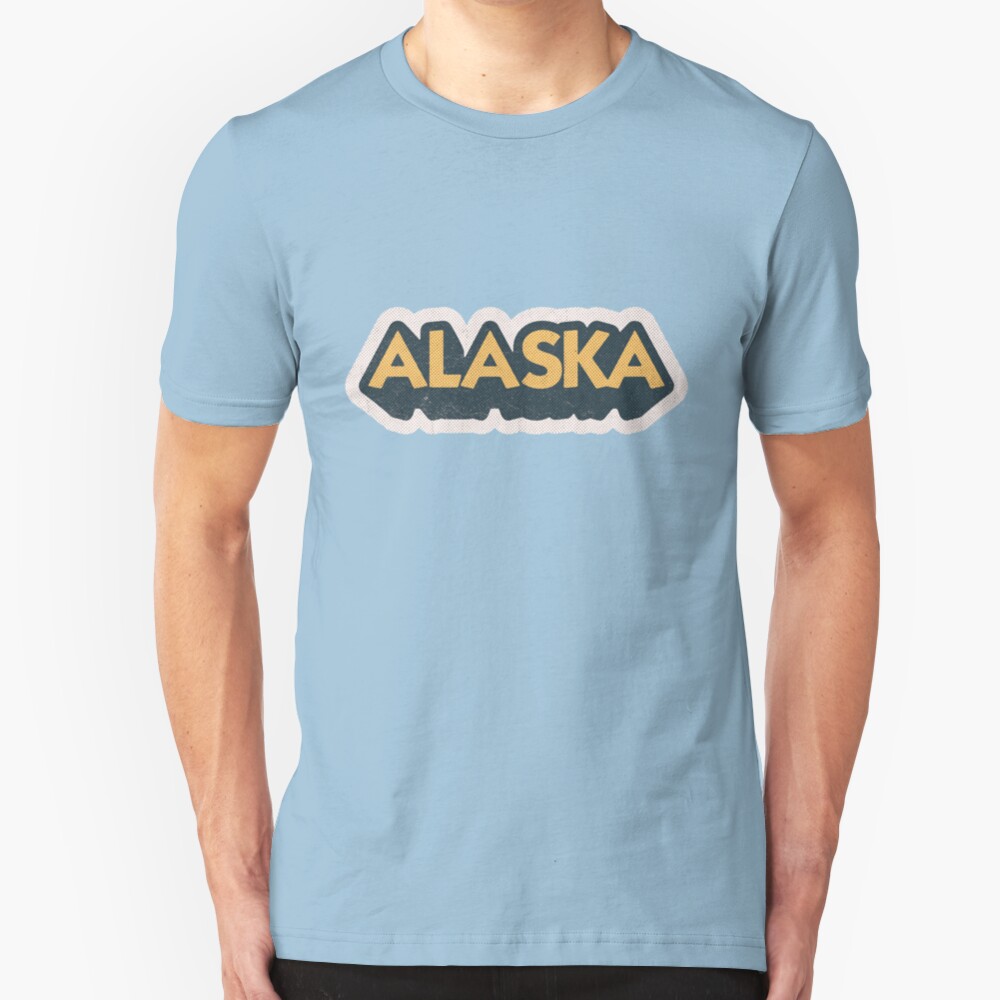 Alaska State Sticker | Retro Pop Slim Fit T-Shirt
