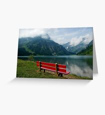 Rote Bank mit Aussicht Grußkarte