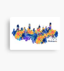 Melbourne Watercolor Skyline Canvas Print