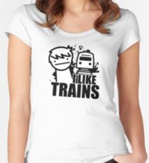 ASDF T-Shirt I Like Trains Women's Fitted Scoop T-Shirt