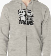 ASDF T-Shirt I Like Trains Zipped Hoodie