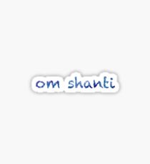 Om Shanti sticker: abstract navy blue pattern, chalky font Sticker