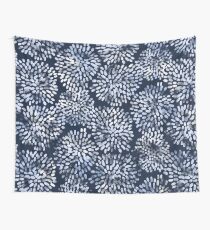 Abstract Navy Watercolor Line Flowers Wall Tapestry