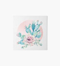 Pretty Cactus Mint Green Pink and Rosegold Desert Cacti Wall Art Art Board