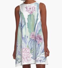Trendy Kaktus Pink und Mint Green Desert Kakteen Design A-Linien Kleid