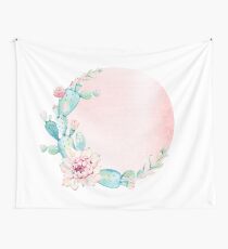 Trendy Cactus Rosegold and Turquoise Desert Cacti Southwest Design Wall Tapestry