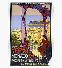 Monaco, Monte Carlo, France, vintage travel poster Poster