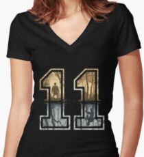 Stranger Things 11 Logo Women's Fitted V-Neck T-Shirt
