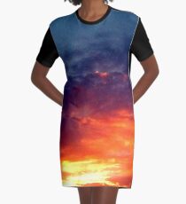 Colorful Dark Sunset Graphic T-Shirt Dress