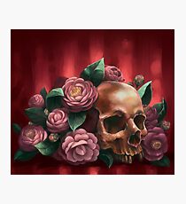 Skull and Camellias Photographic Print
