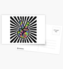 Funky Peace Sign Starburst Postcards
