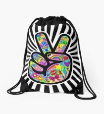 Funky Peace Sign Starburst Drawstring Bag