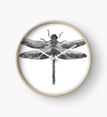 Dragonfly line drawn mosaic Clock