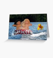 WEEE> SPLISH SPLASH CABBAGE PATCH KINDER (PUPPEN) UND ENTE MIT SPASS IM WASSER Grußkarte