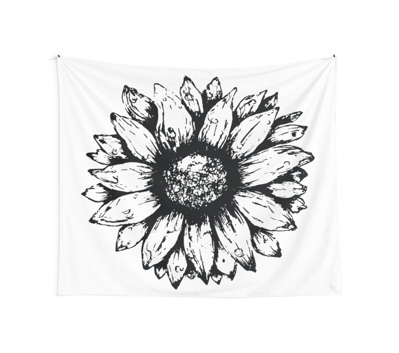 "Black & White Sunflower " Wall Tapestries by BohemianDesignz | Redbubble