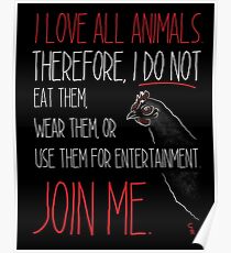 Love All Animals - Black Poster