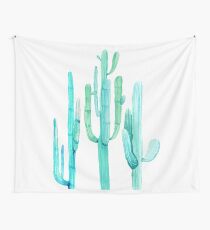 Pretty Cactus Turquoise Desert Cacti Wall Art Three Amigos Wall Tapestry