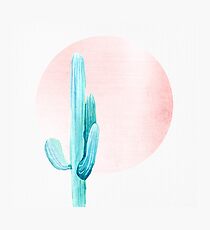 Elegant Cactus Rosegold Pink and Turquoise Desert Cacti Home Decor Photographic Print