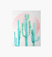 Pretty Cactus Rosegold Pink and Turquoise Desert Cacti Southwest Decor Art Board