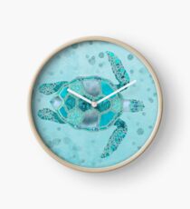 Glamour Aqua Turquoise Turtle Underwater Scenery Clock