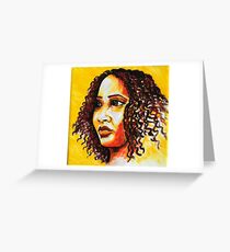 "The girl" woman on a yellow background Greeting Card