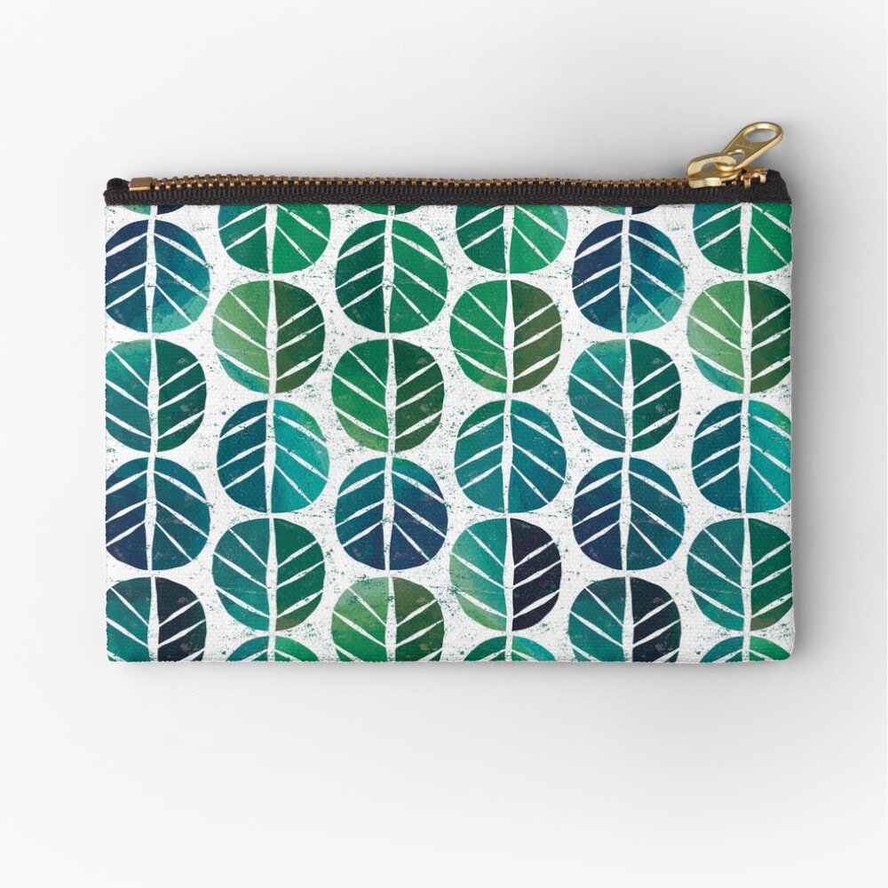 i love Green Leaf Zipper Pouch