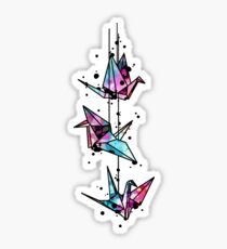 White Crane Watercolor Origami Sticker