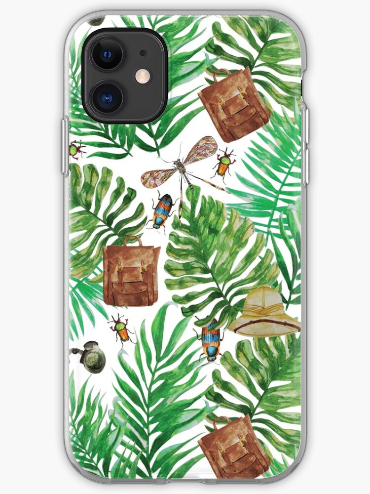 Tropical Safari Vintage Retro Painted Seamless Pattern On White Background Iphone Case Cover By Anneliesejk Redbubble