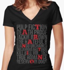QUENTIN TARANTINO MOVIES VINTAGE GRUNGE STYLE Women's Fitted V-Neck T-Shirt