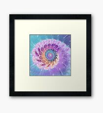 Painted Fractal Spiral in Turquoise, Purple and Orange Framed Print