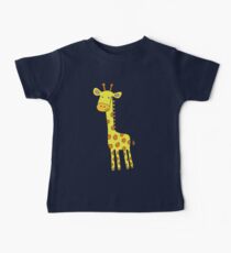 Happy Giraffe - cute cartoon yellow on blue - Cute Giraffe by Cecca Designs Baby Tee
