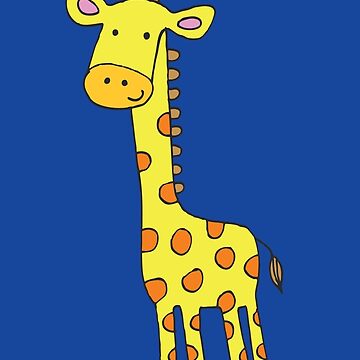 Artwork thumbnail, Happy Giraffe - cute cartoon yellow on blue - Cute Giraffe by Cecca Designs by Cecca-Designs
