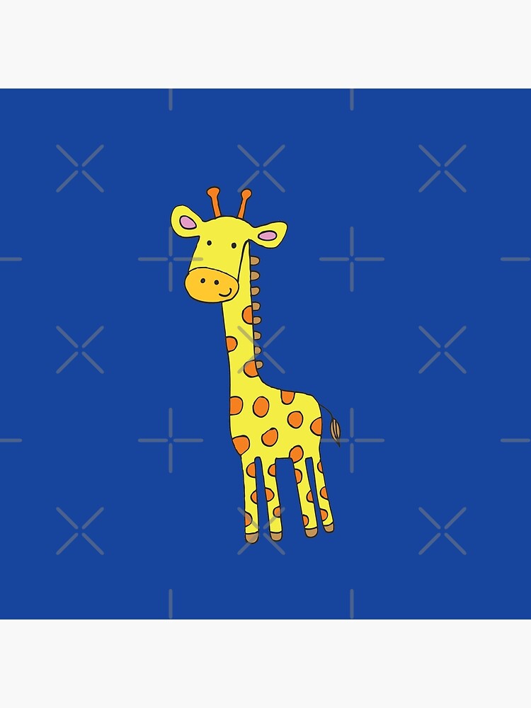 Happy Giraffe - cute cartoon yellow on blue - Cute Giraffe by Cecca Designs by Cecca-Designs