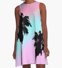Pastell Sonnenuntergang Palm Tree Silhouette A-Linien Kleid