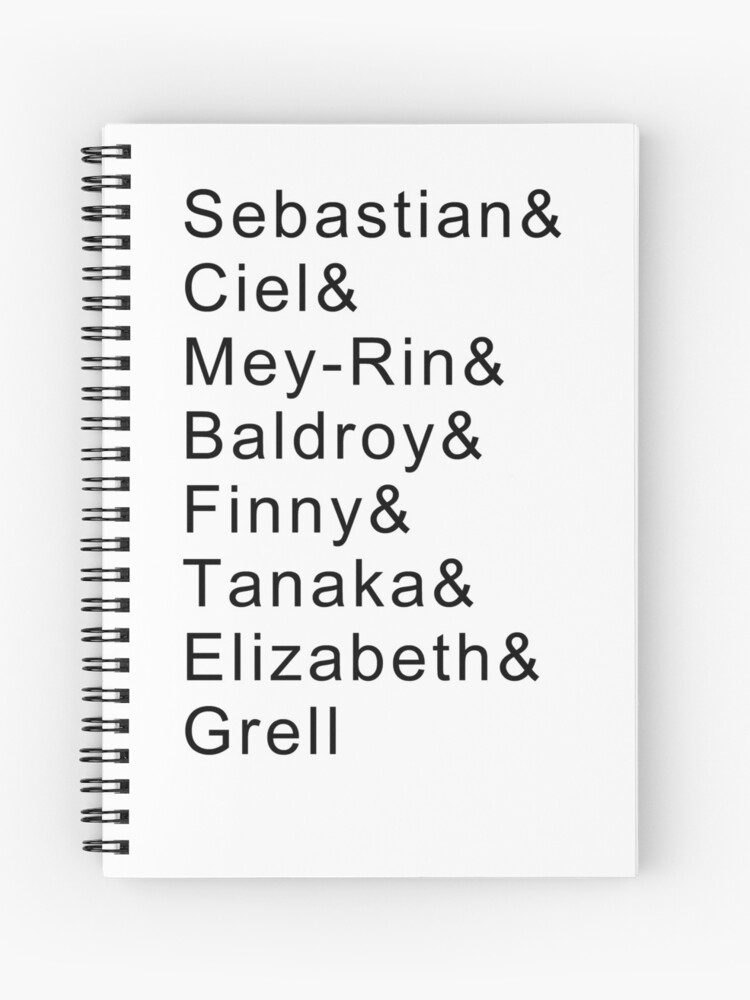 Black Butler Character Names Spiral Notebook