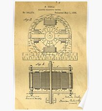 TESLA POSTER Electric Motor 1888 Patent Poster