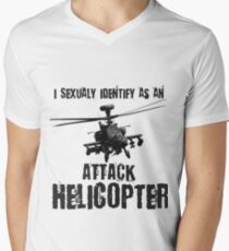 I Sexually Identify as an Attack Helicopter (Black on White) Men's V-Neck T-Shirt