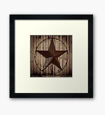 primitive western country barn wood grunge texas star Framed Print