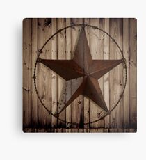 primitive western country barn wood grunge texas star Metal Print