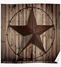 primitive western country barn wood grunge texas star Poster